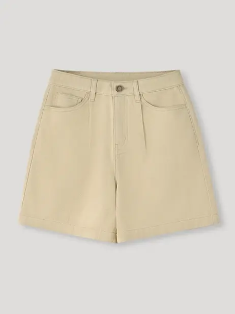 Quần Short Jeans Ngắn Chữ A Chiêt Ly Túi Ốp Cơ Bản