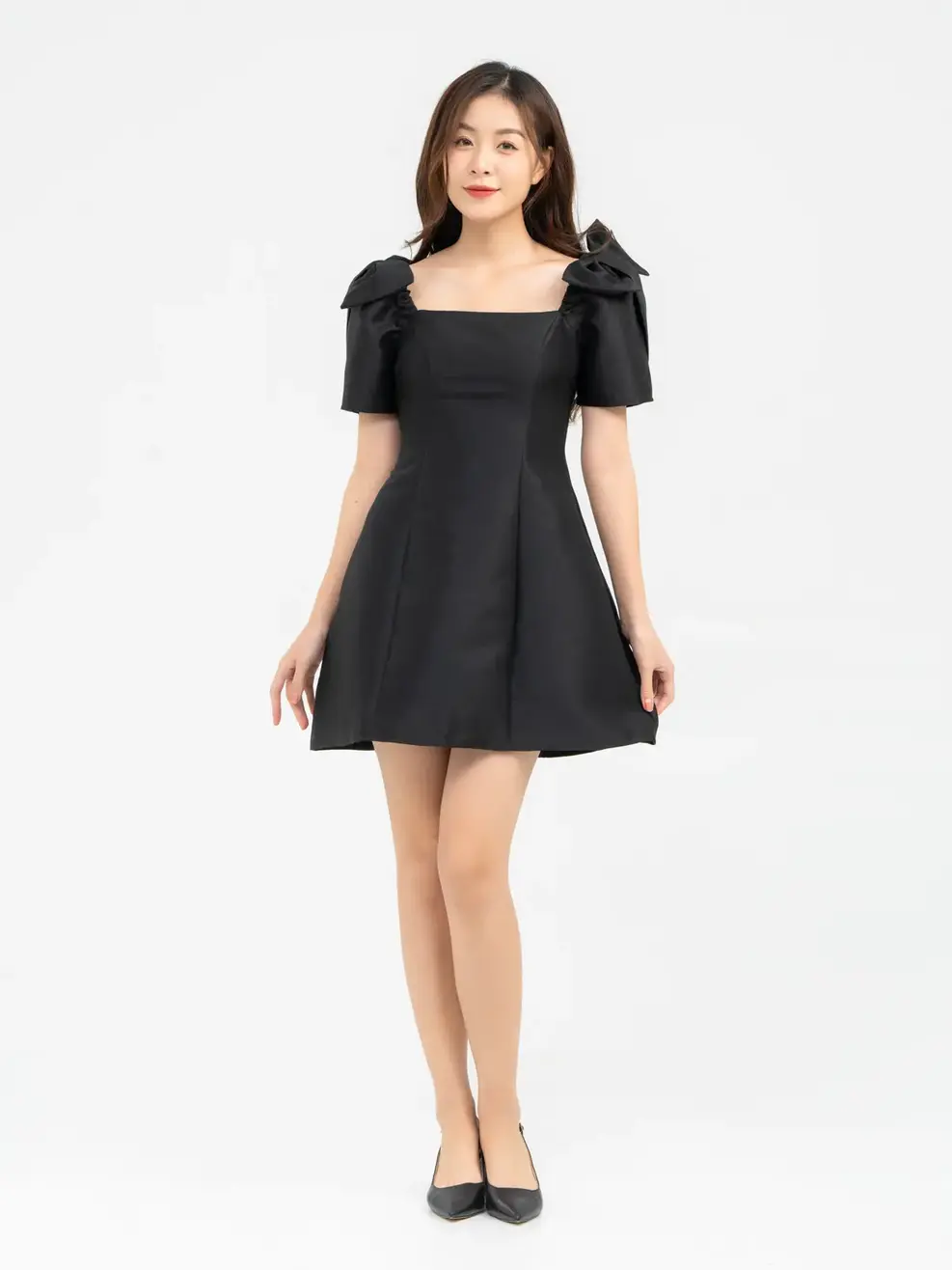 Đầm Tiệc Nữ Vai Nơ - Đen - M