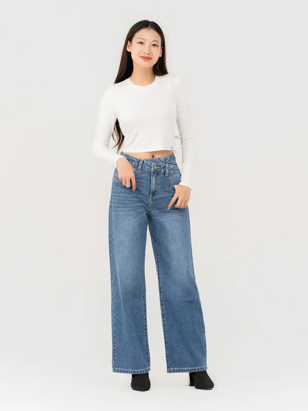 Áo Thu Đông Nữ Dáng Croptop - Trắng - S