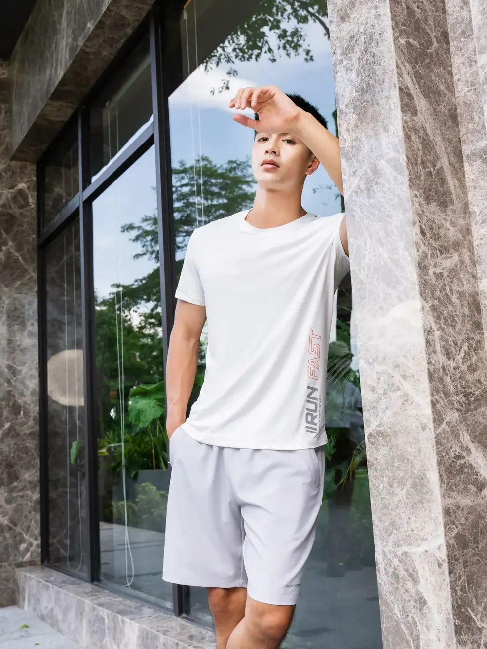 T-shirt thể thao nam Running fast - Trắng - 2XL