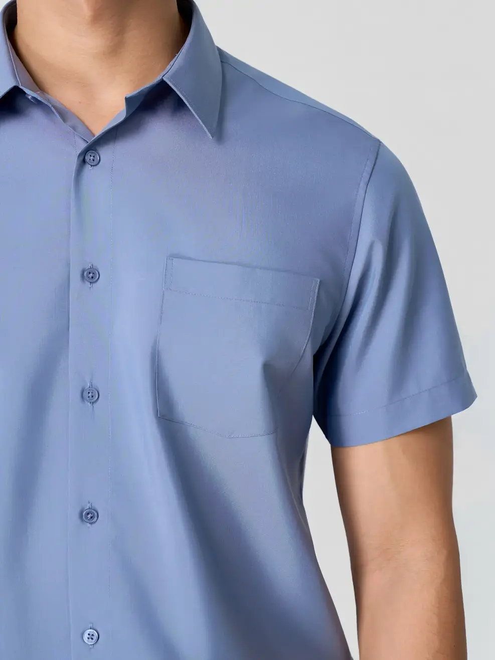 Áo Sơ-mi Ngắn Tay nam vạt ngang phom Regular -  Chì 056 - M