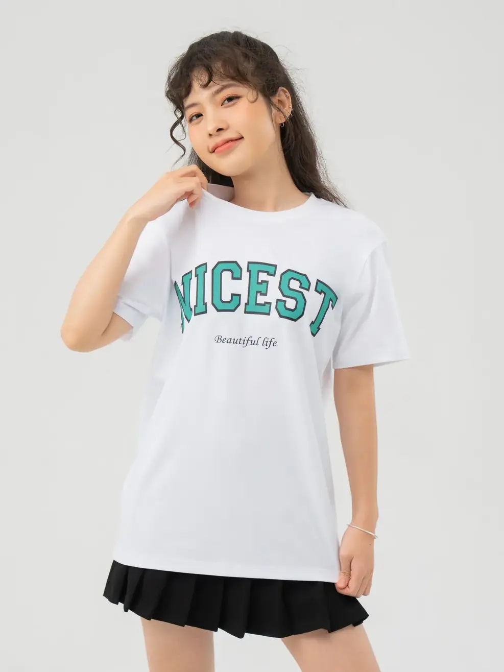 T-shirt Nữ In Nicest Bột Ngô - Trắng 1 - S