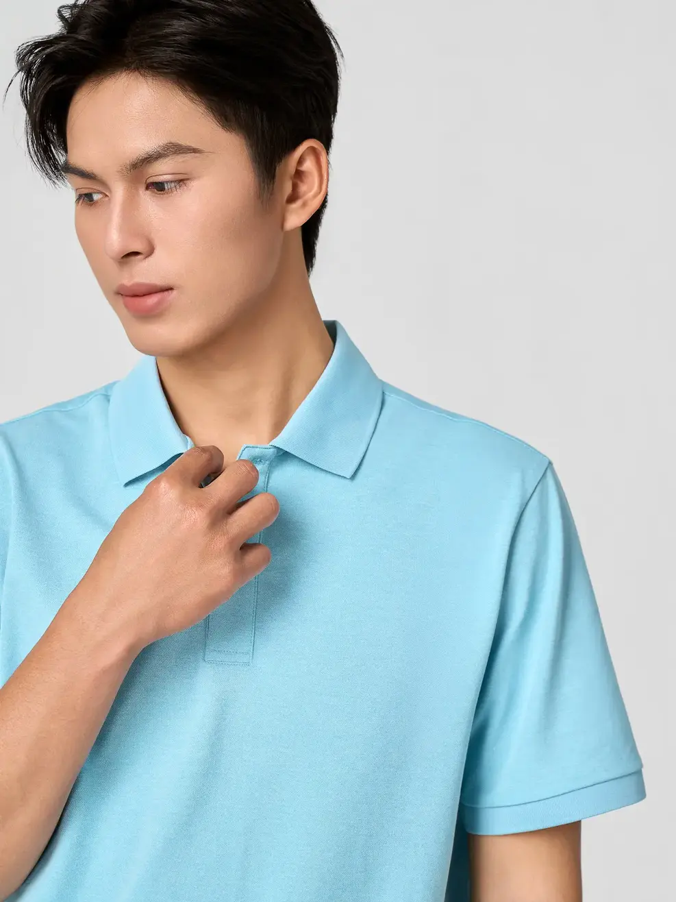 Áo Polo Nam Ngắn Tay Nẹp Che Cúc -  Xanh Da Trời 242 - S