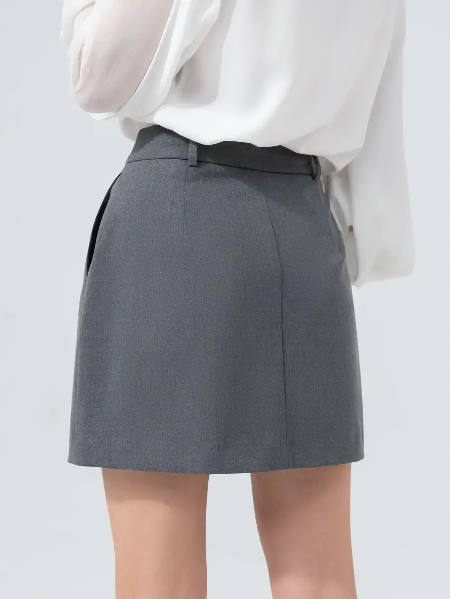 Chân Váy Nữ Dáng A Moi Mở - Ghi Đậm - S