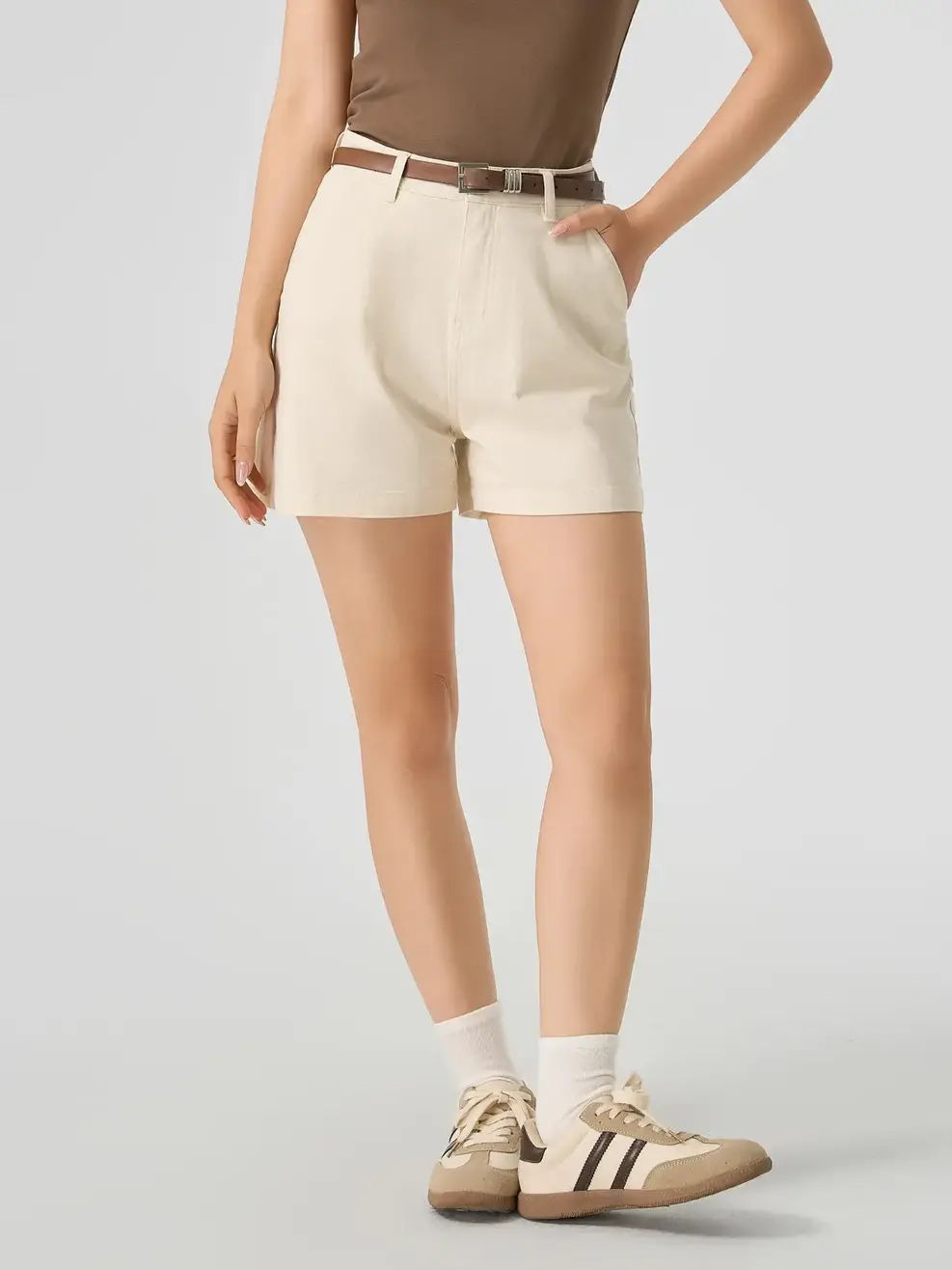 Quần Shorts Khaki Suông Trơn (SJN4022) - Be 009 - 25