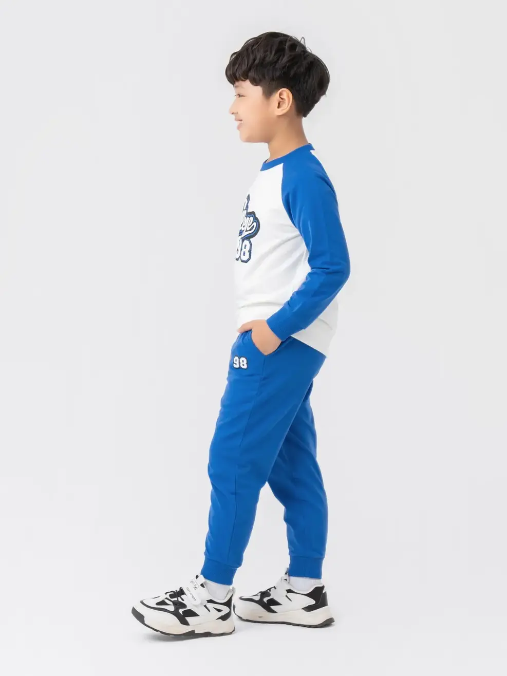 Bộ Thu Đông Kid Nhỏ Tay Raglan - Xanh coban - 2