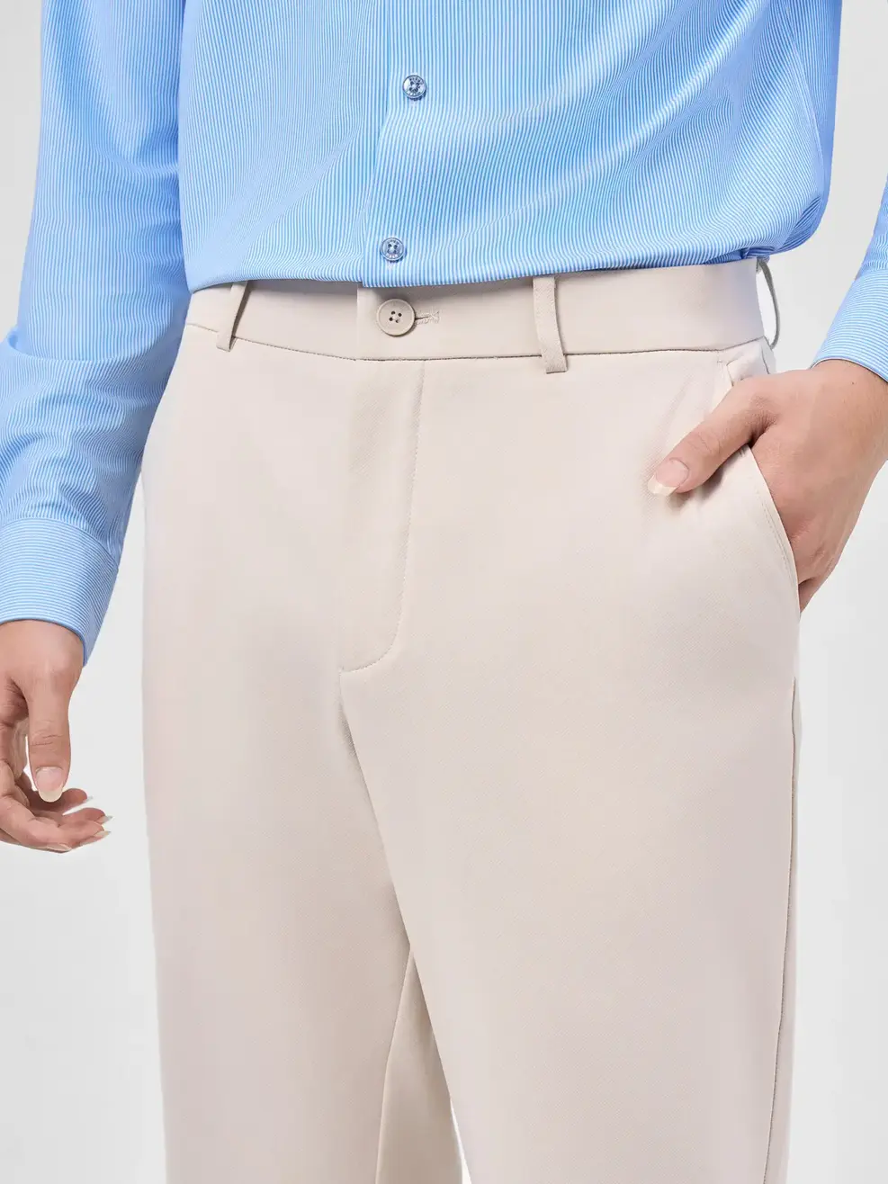 Quần Âu Nam Khóa Sườn Cạp Chun Keo - Be 175 - 29