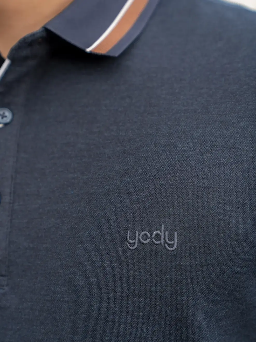 Polo nam sợi se phối nẹp - Xanh đen - M