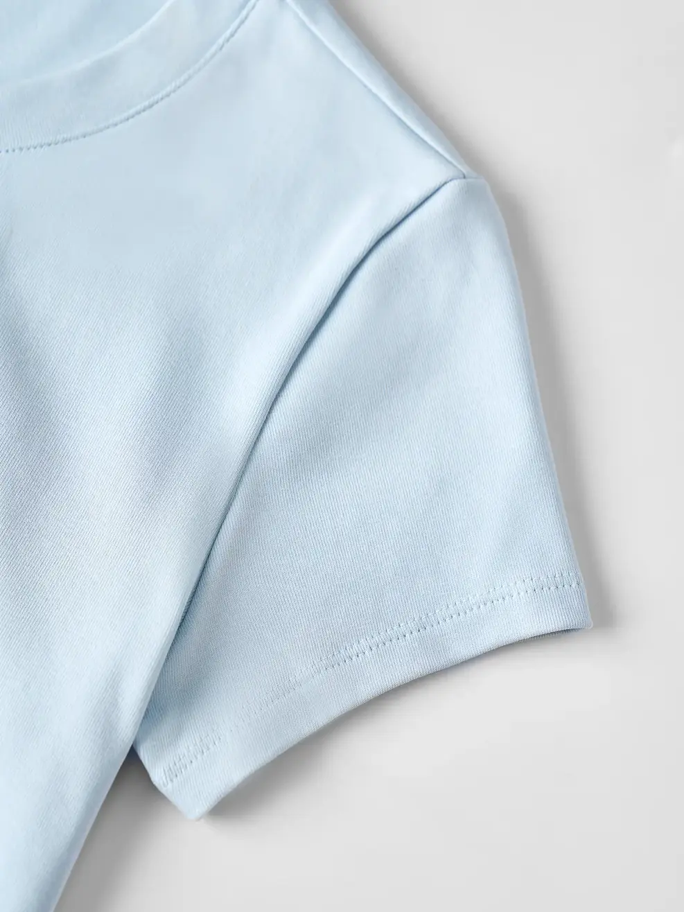 Áo Phông Nữ Slimfit Thun Rib Coton Mềm - Xanh Blue 131 - S
