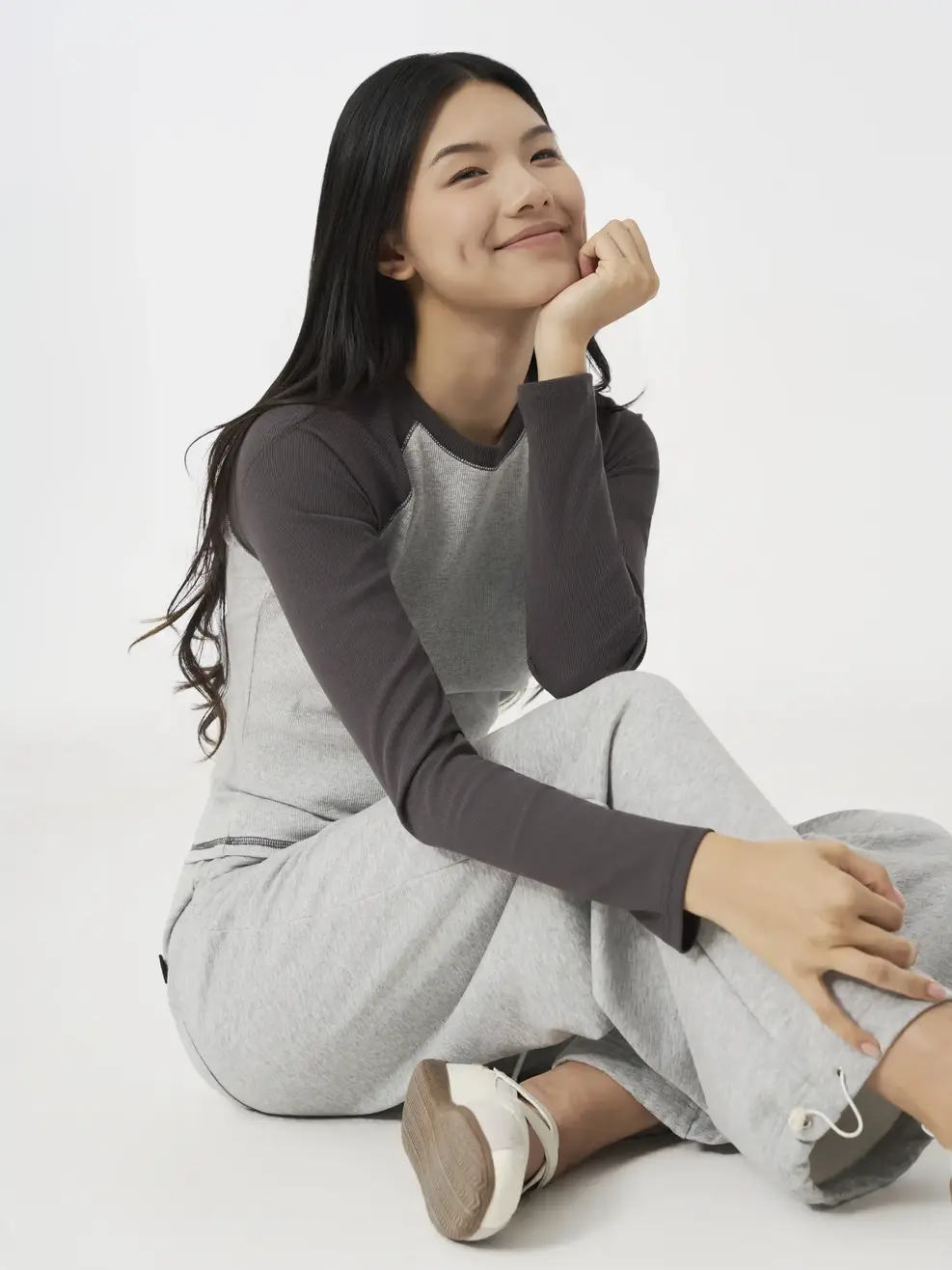Áo Phông Dài Tay Nữ Tay Raglan Phối Màu Form Simfit - Xám 035 - S