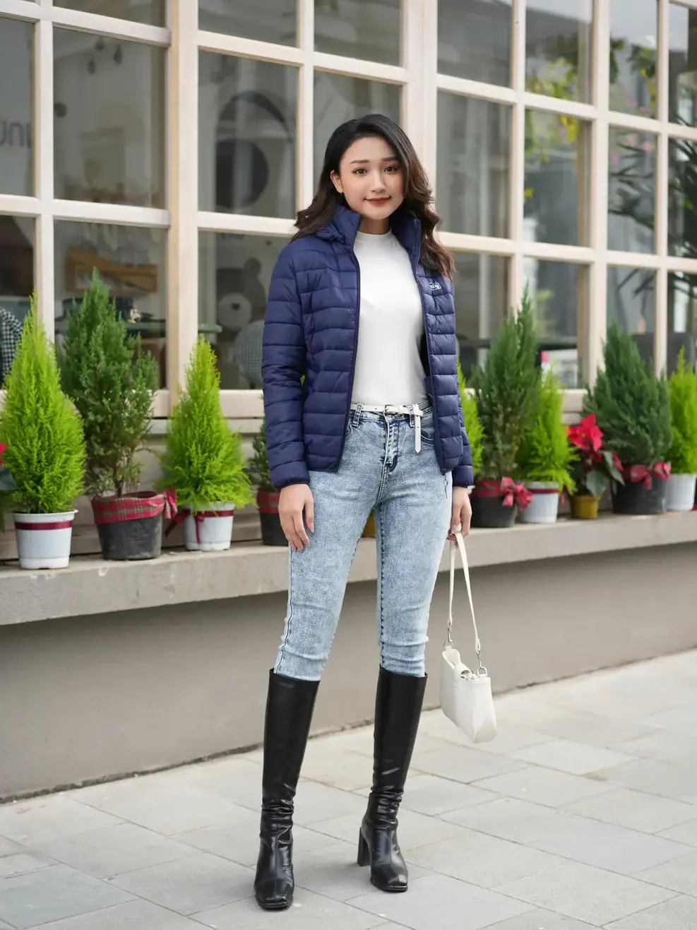 Phao nữ dáng ôm Yody - Tím than - XL