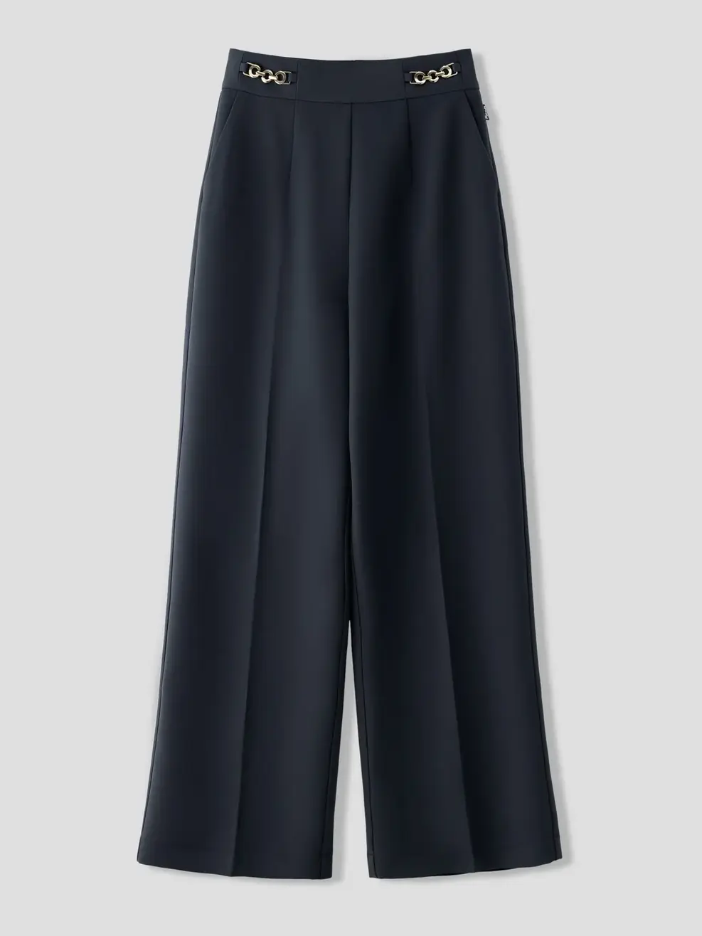 Quần Tây Nữ Suông Đứng Cạp Trang Trí Đai - Ghi Đậm - M