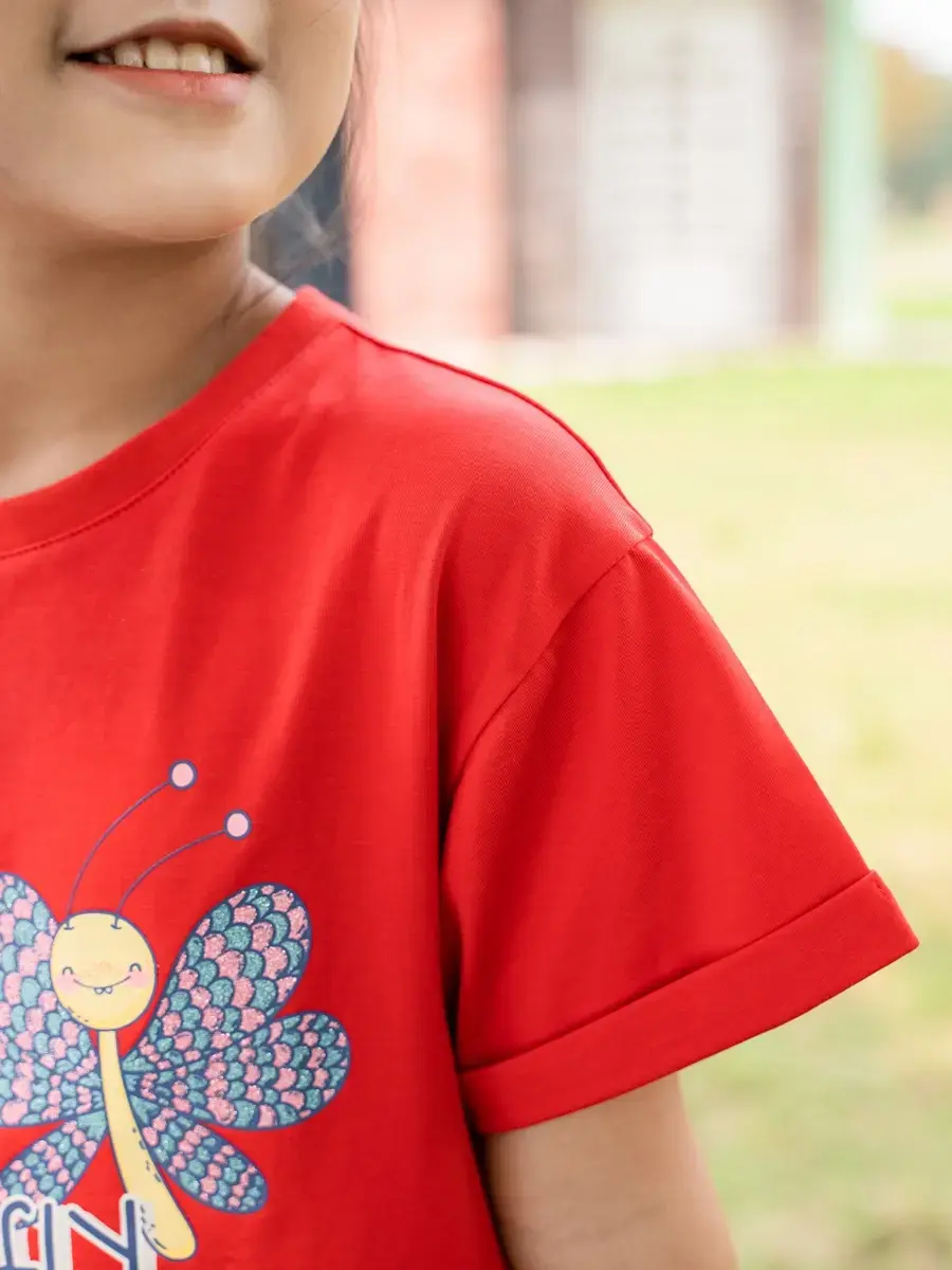 Váy kid nữ cánh bướm thêu - Đỏ - 4