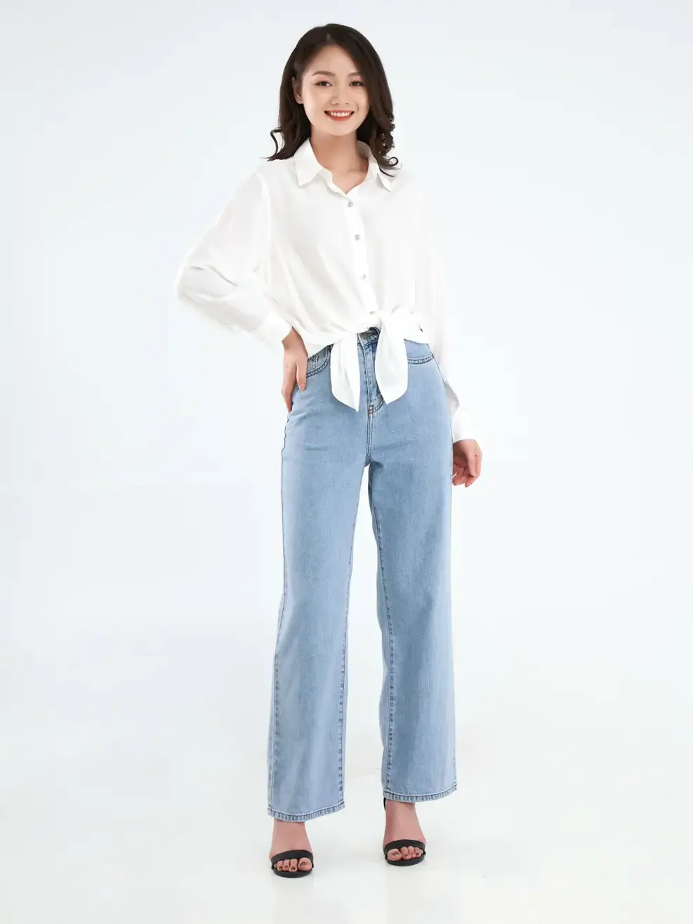 Quần jean nữ suông 01 - Xanh - 27