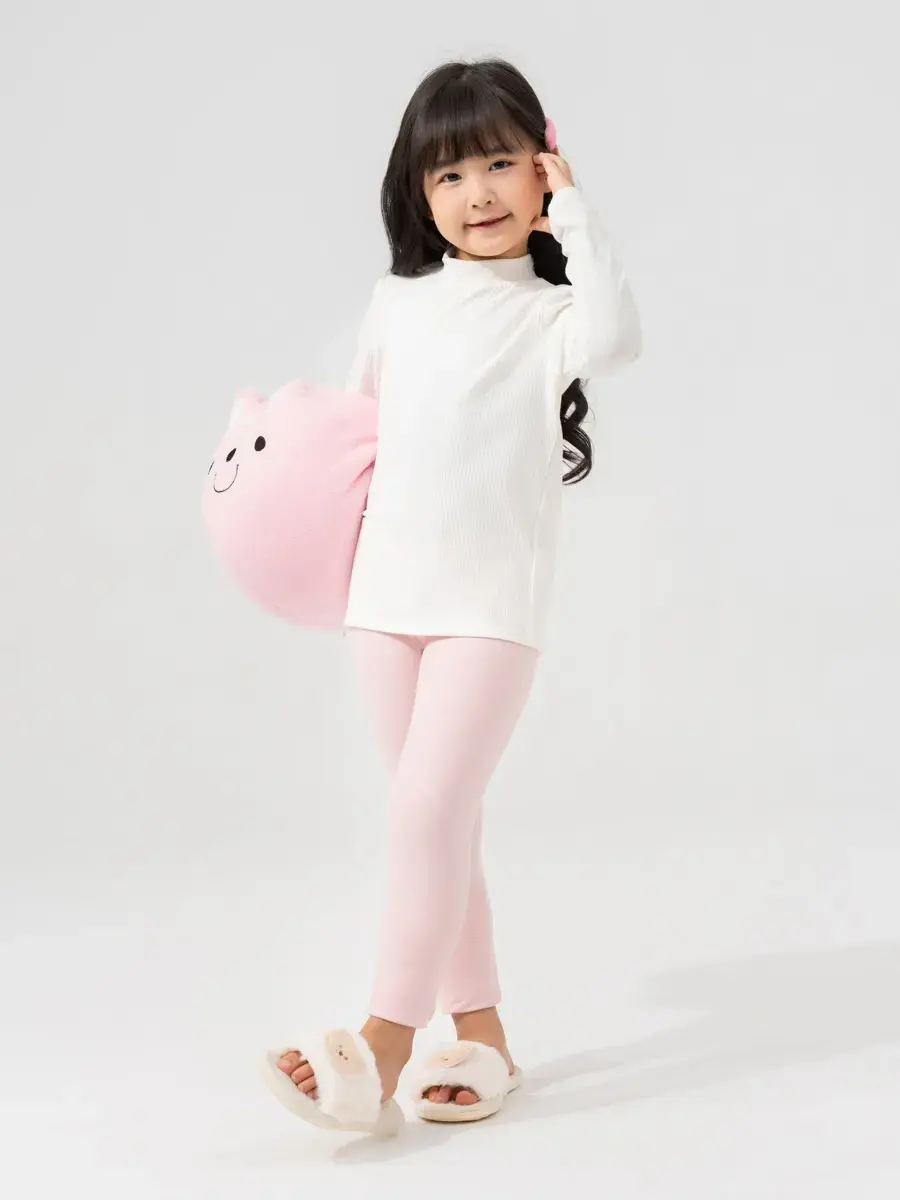 Quần Leging Kid Cạp Cao Dải Chỉ - Hồng - 2-3
