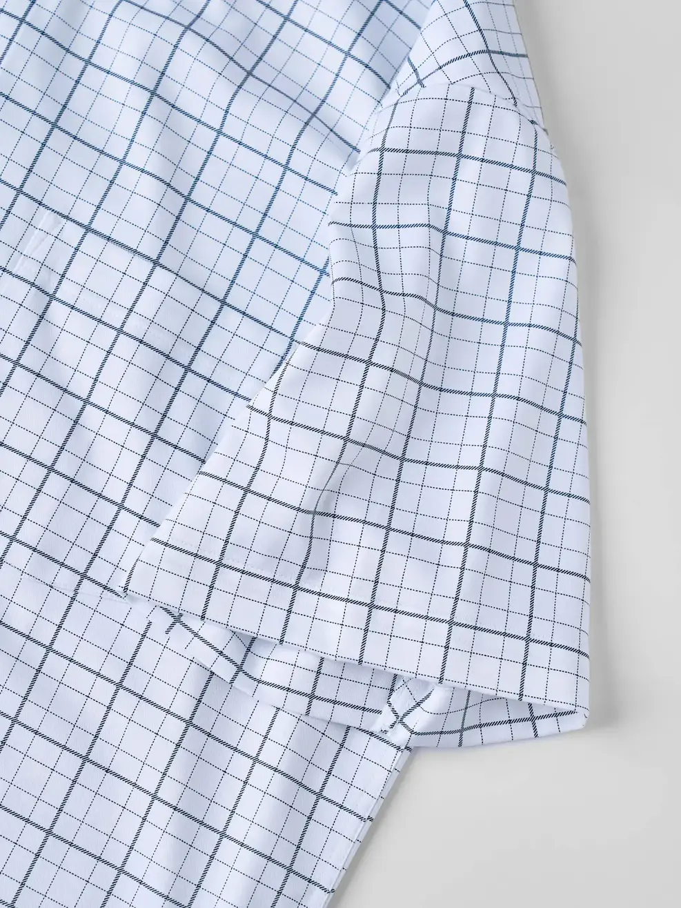 Áo Sơ-mi Ngắn Tay kẻ caro vạt ngang Regular - Kẻ Xám 174 - M