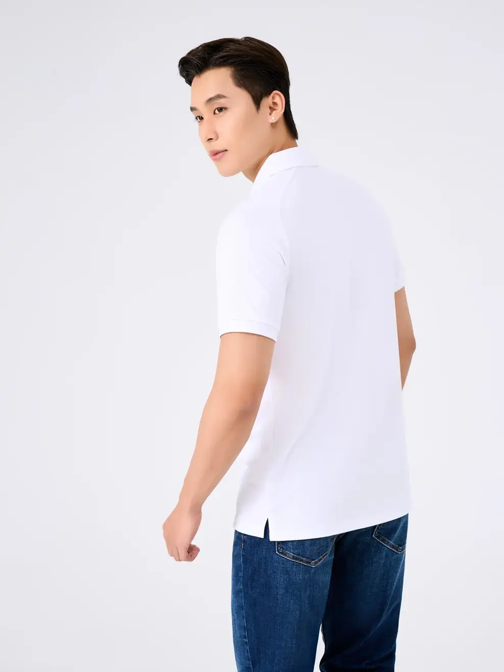 Polo Nam Yody Sport Tay Raglan Xẻ Tà - Trắng - 3XL