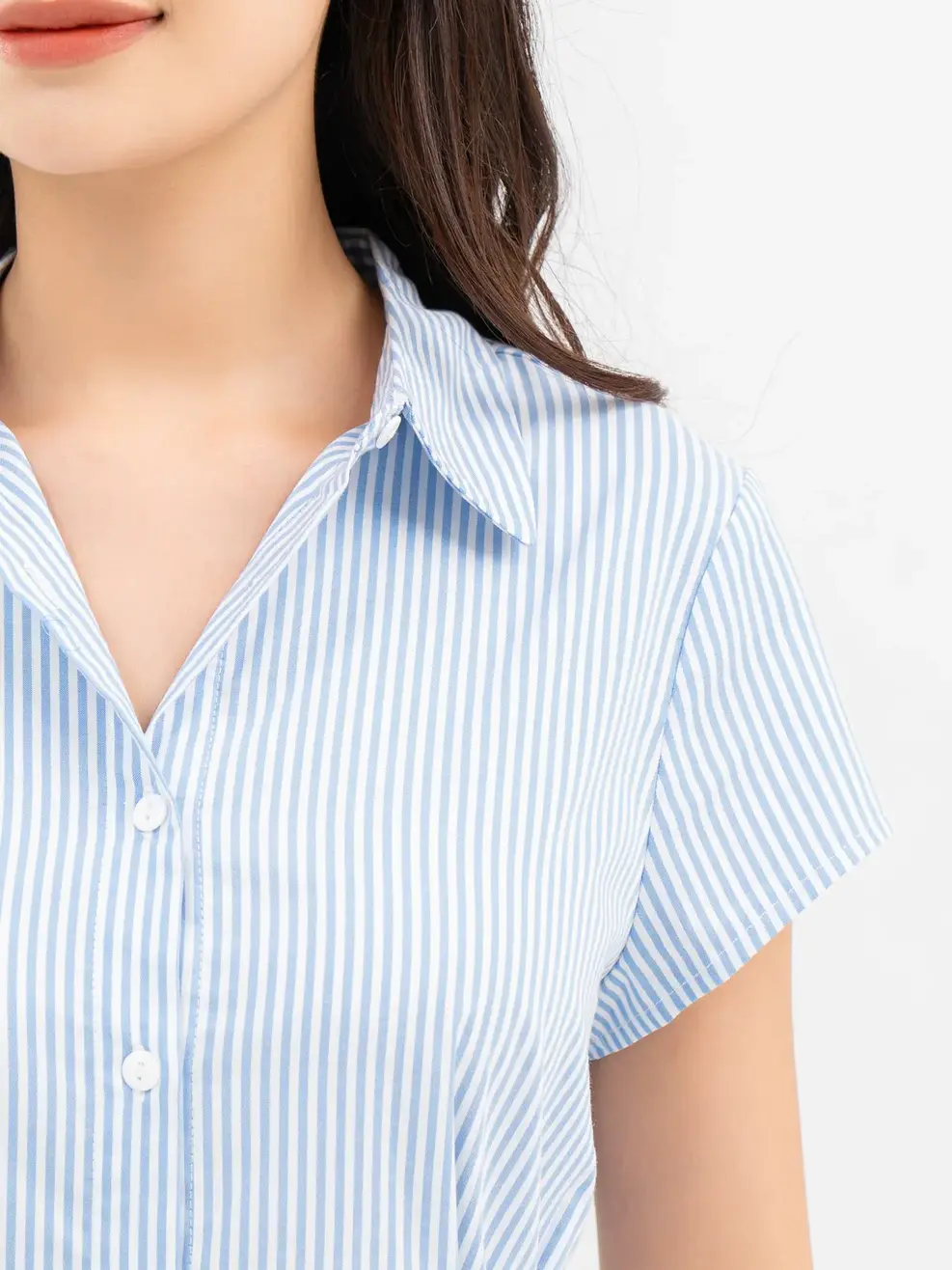 Váy Nữ Sơmi Kẻ - Kẻ Xanh - S