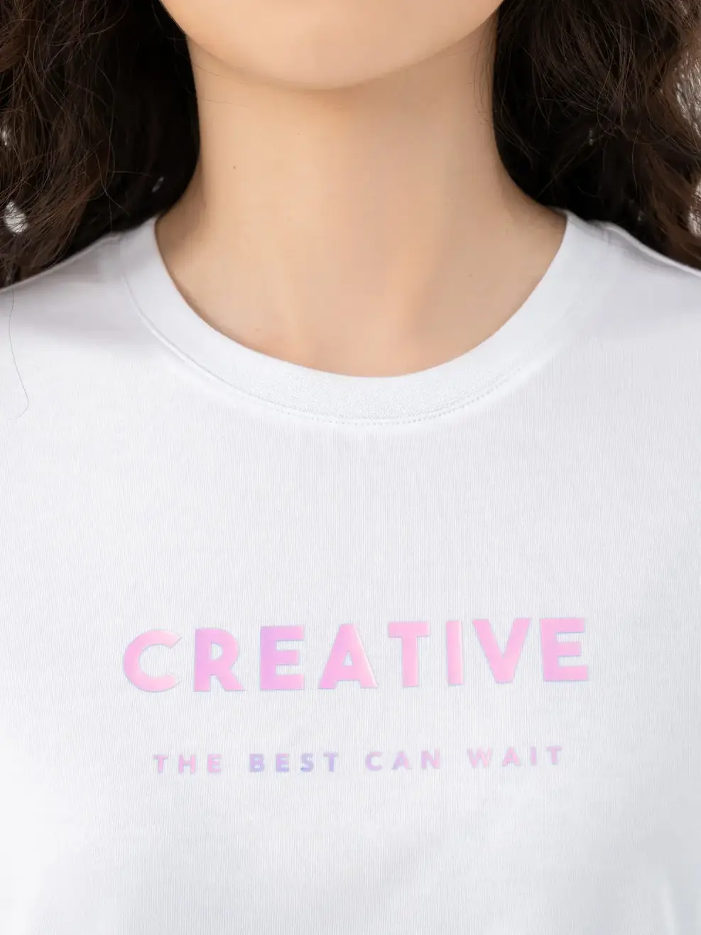 T-shirt Nữ Cơ Bản In Creative Bột Ngô - Trắng 1 - S