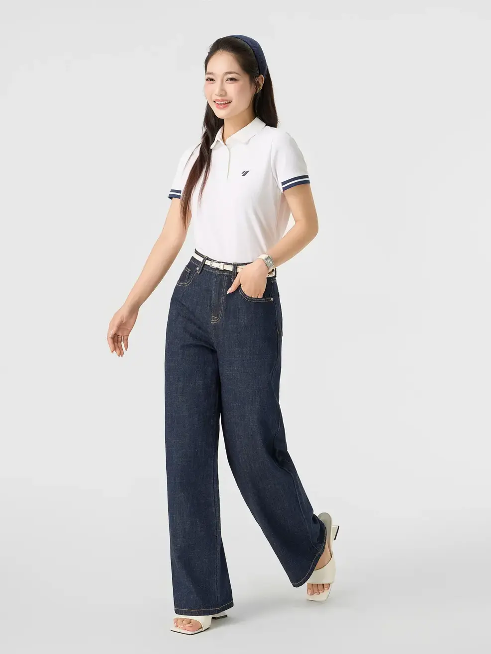 Quần Jeans Suông Gai Xanh - Màu chàm 001 - 26
