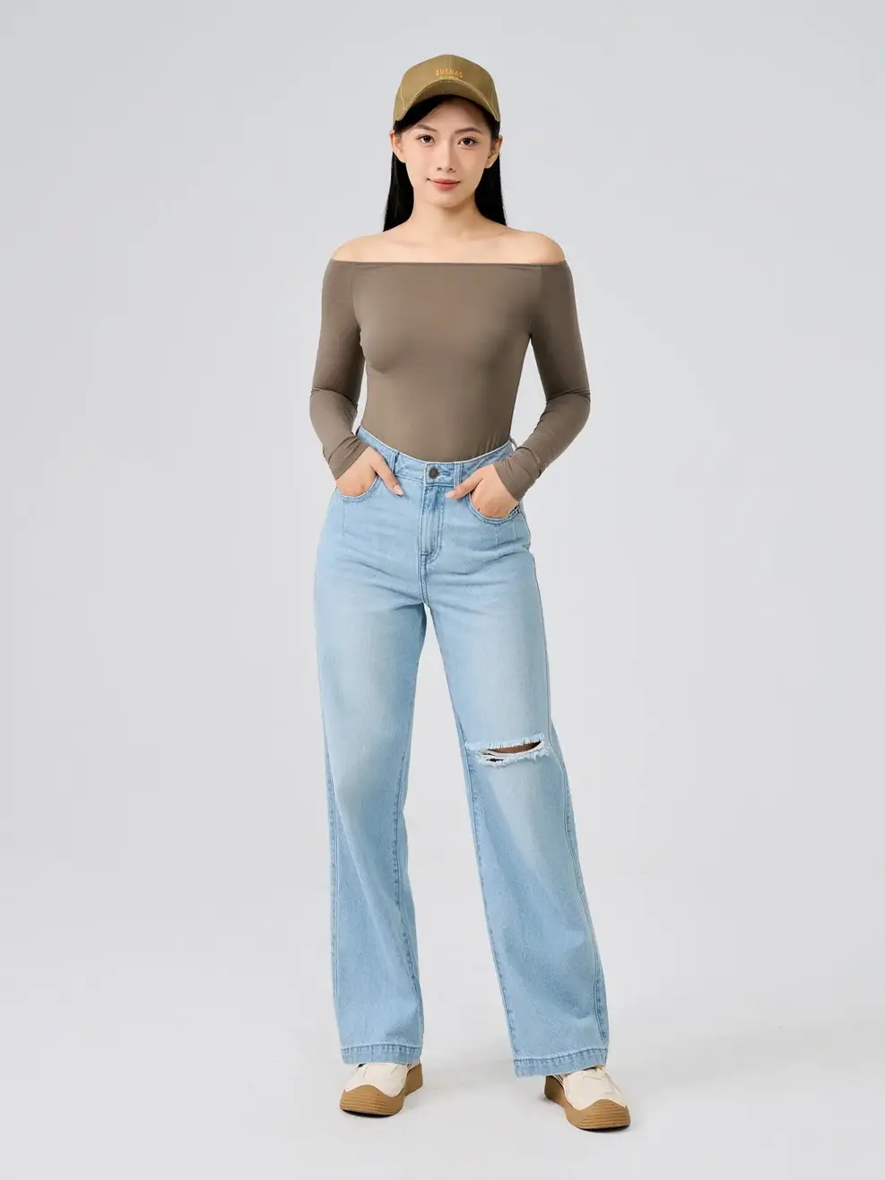 Áo Thu Đông Nữ Trễ Vai - Nâu - S