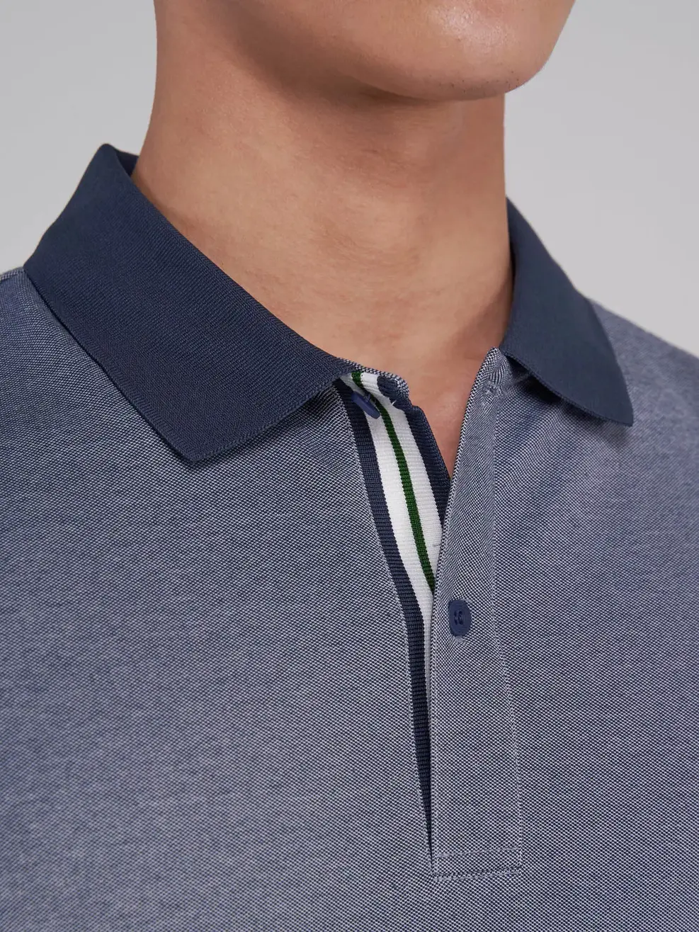Áo polo nam mắt chim nẹp mix màu - Navy - M