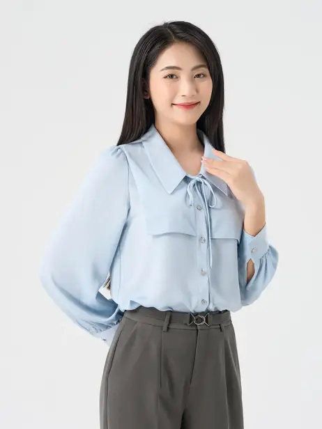 Sơ Mi Nữ Dài Tay Vạt Vai Áo