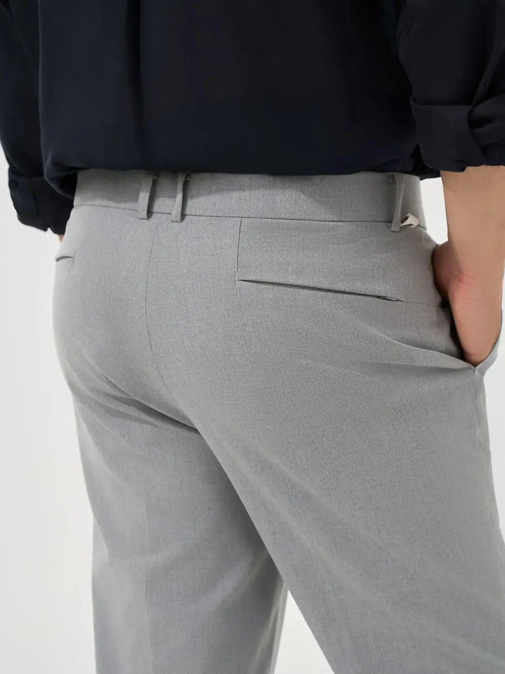 Quần Âu Nam Ngang Mắt Cá Chân Khóa Kéo - Xám melanger 041 - 29