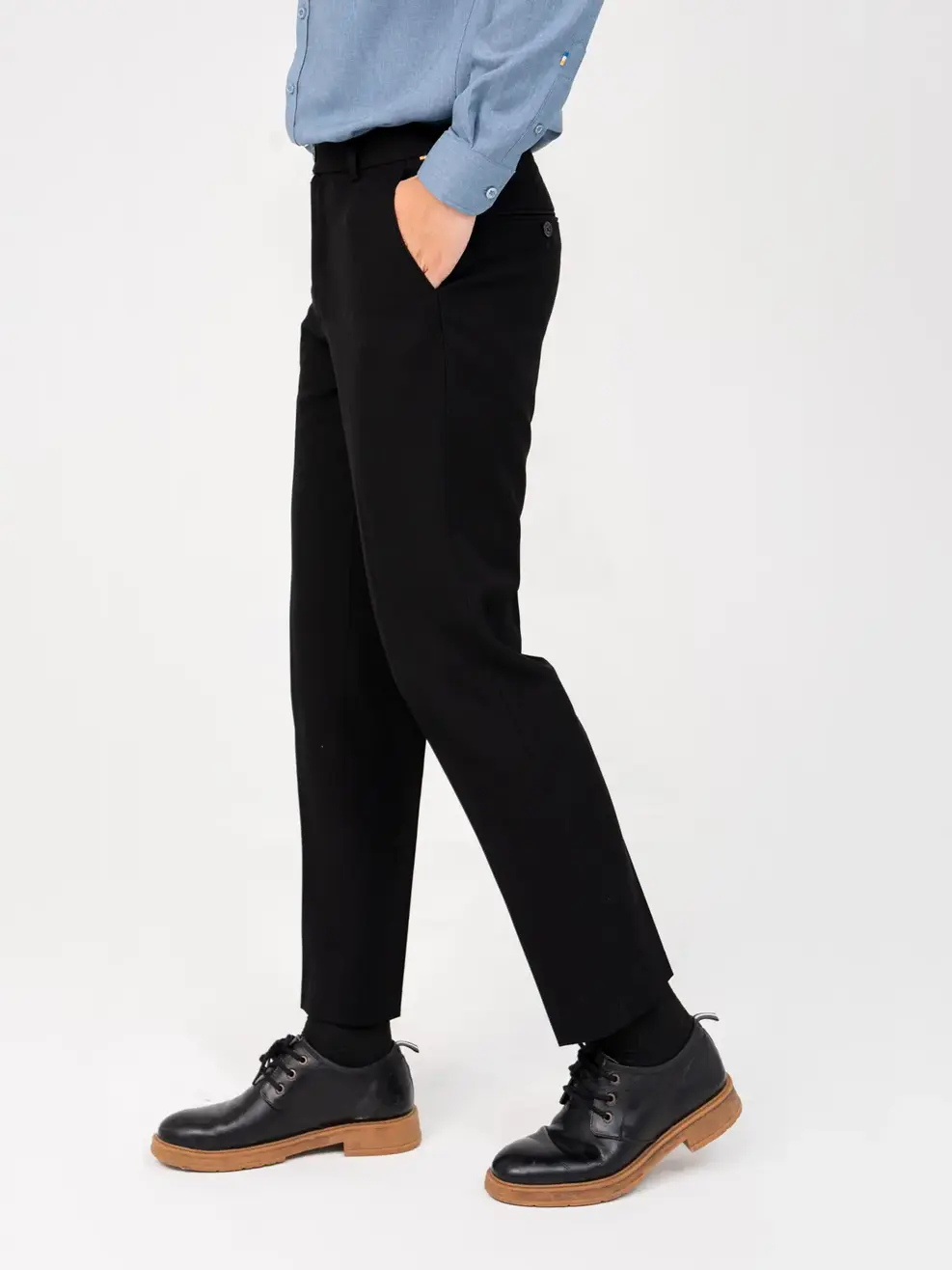Quần Âu Nam Classic Phối Lé - Đen - 29