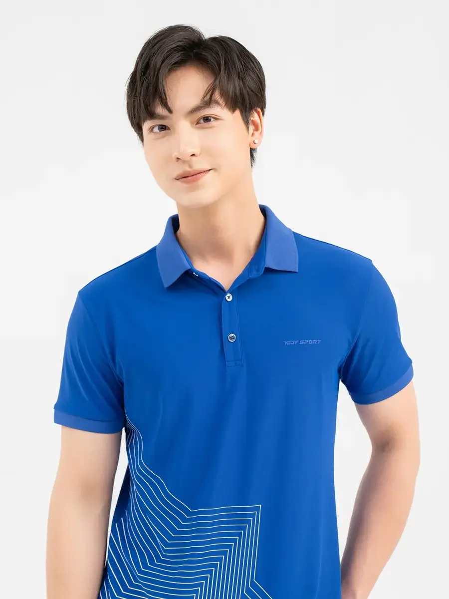 Polo Thể Thao Nam Airycool In Họa Tiết Thân Trước - Xanh coban - 2XL