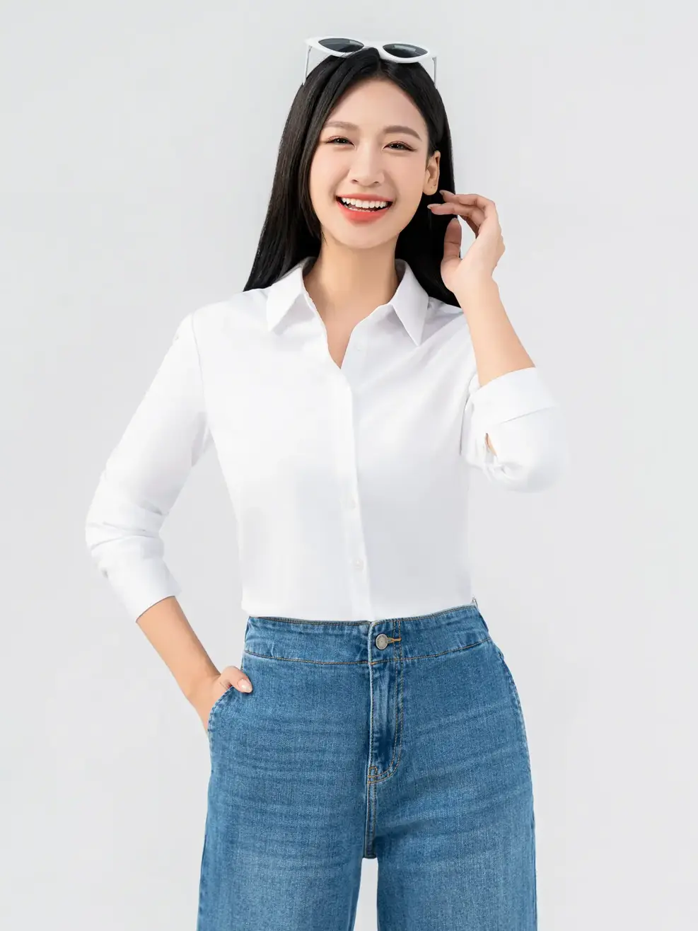 Sơ Mi Dài Tay Nữ Dáng Ôm - Trắng - S