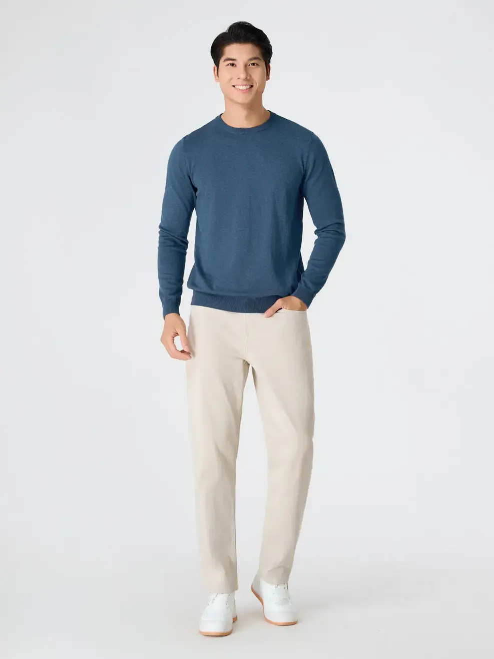 Áo Len Regular Cổ Tròn Mỏng Cơ Bản - Xanh ngọc 050 - XL