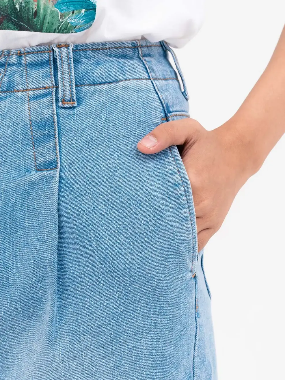 Jean nữ baggy cạp liền co giãn - Xanh nhạt - 31