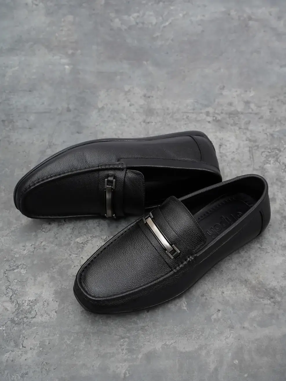 Giày nam moccasin da mill đai khóa - Đen - 42