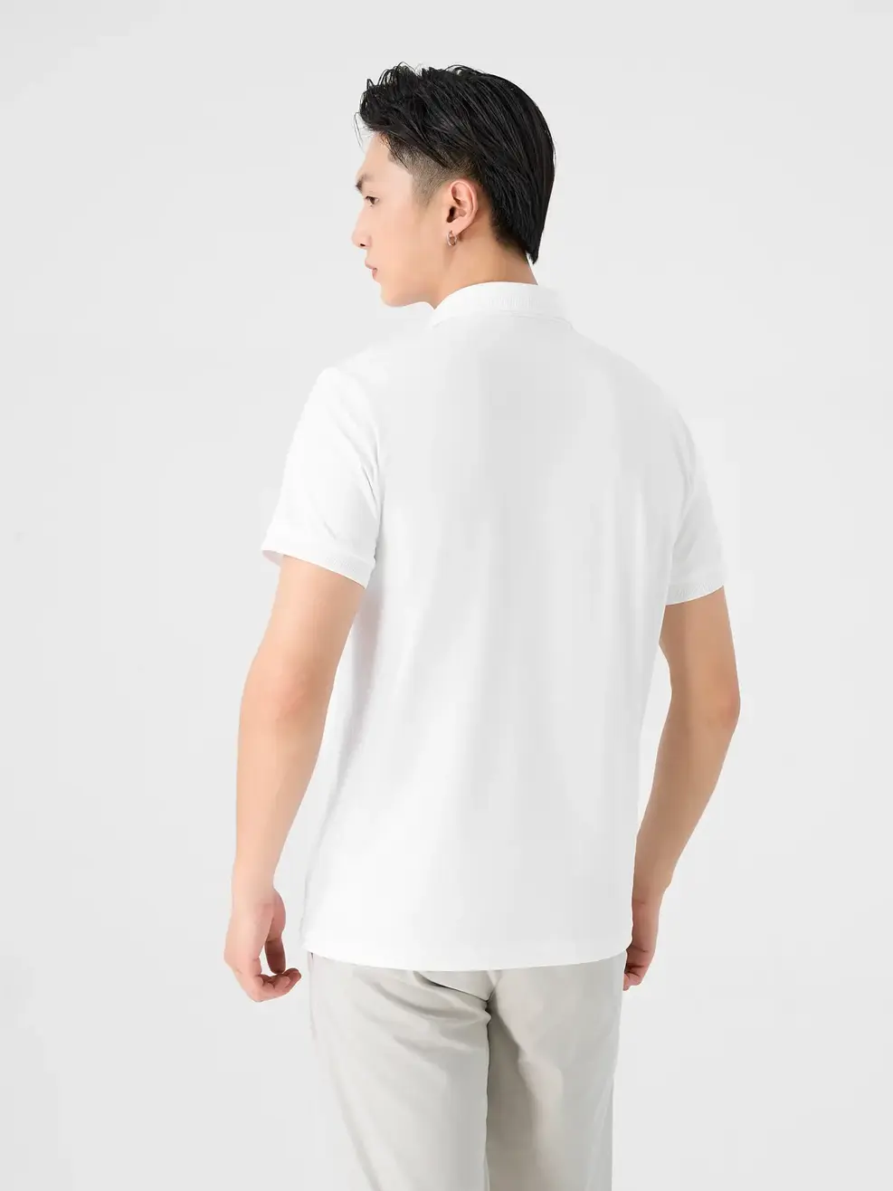 Polo Nam Bạc Hà Lé Nẹp - Trắng - 2XL