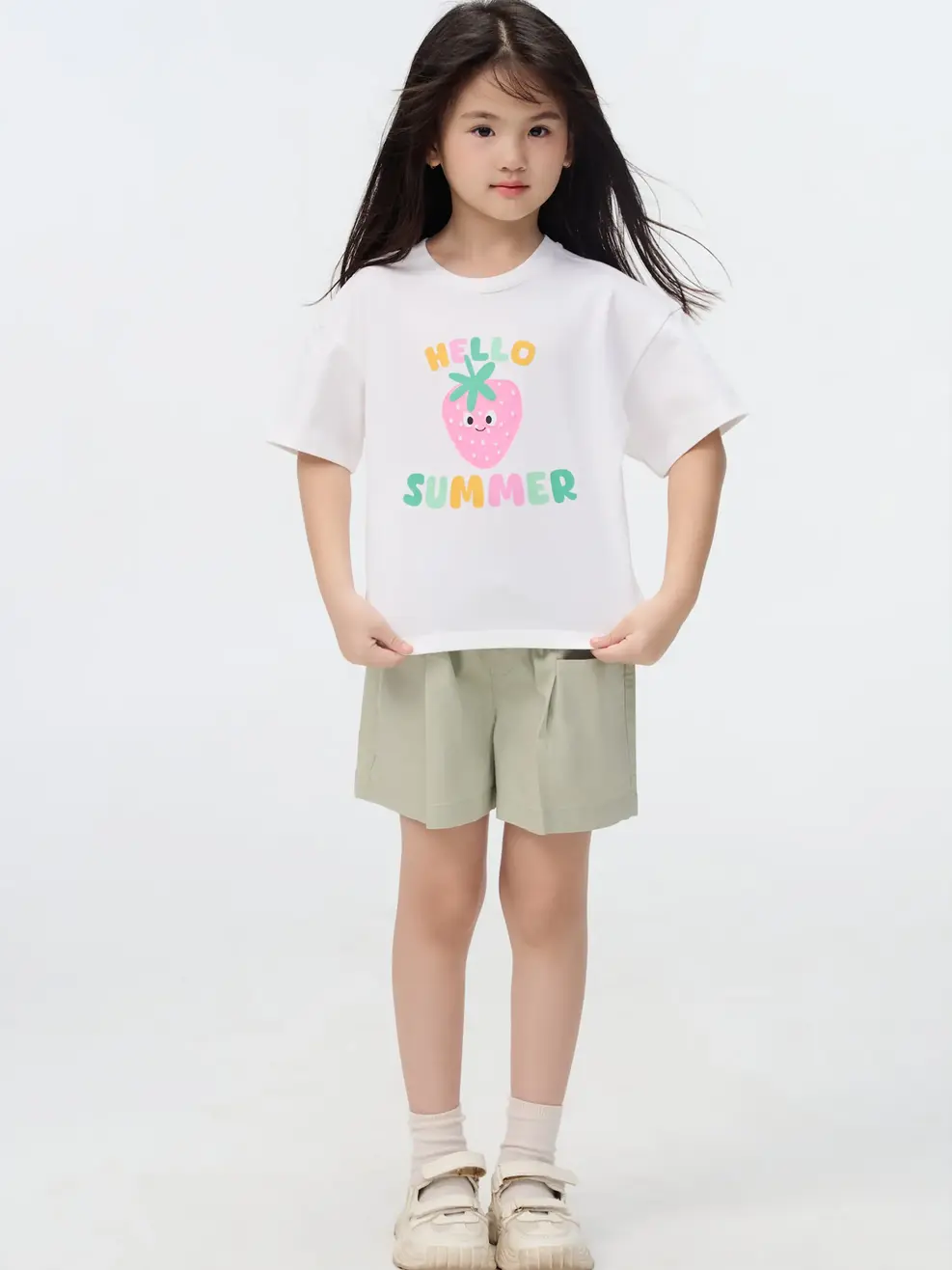 Áo Phông Bé Gái Hello Summer - Trắng 001 - 110