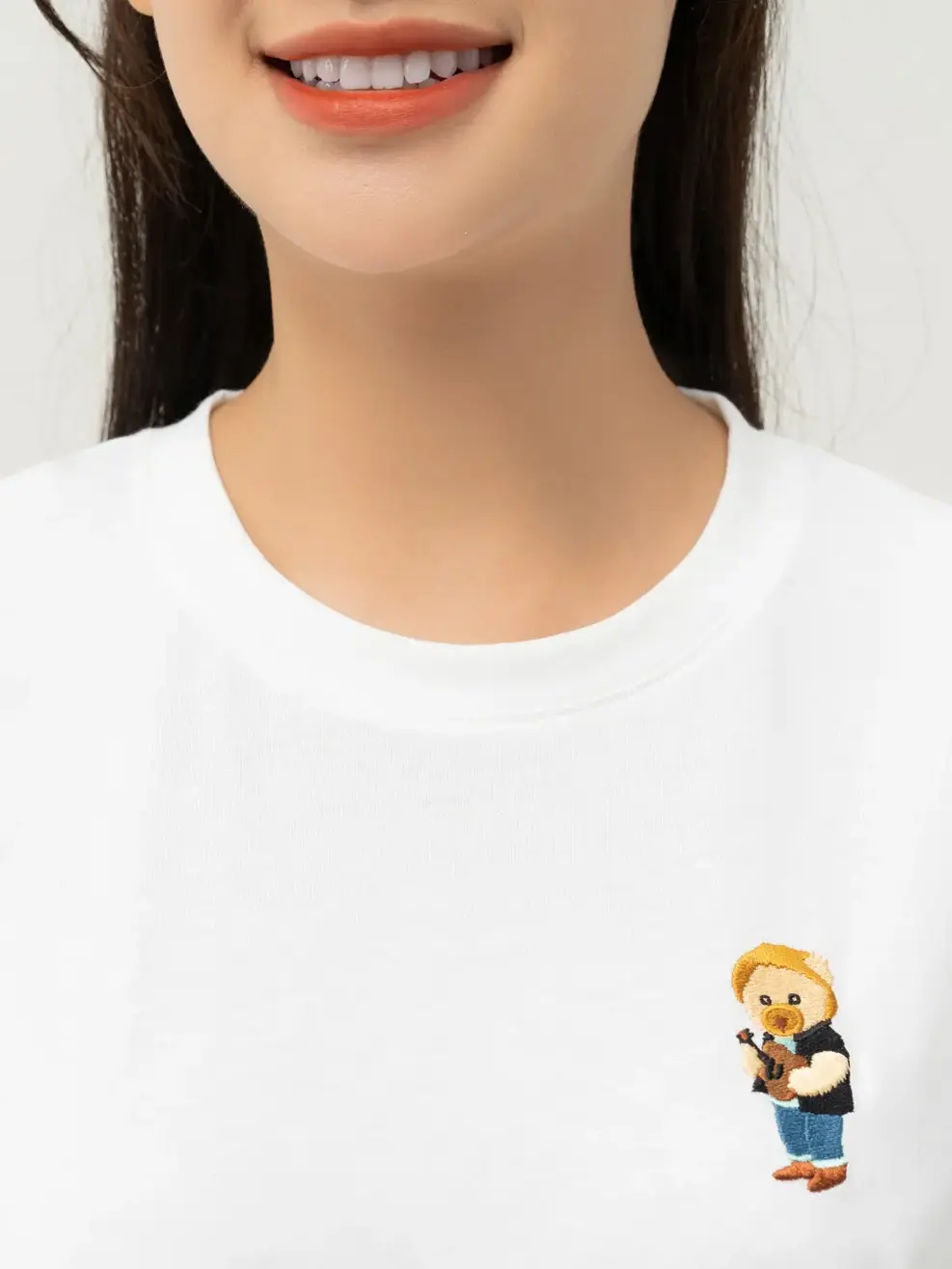 T-shirt Nữ Thêu Gấu Chất Liệu Cotton Usa - Trắng 1 - S