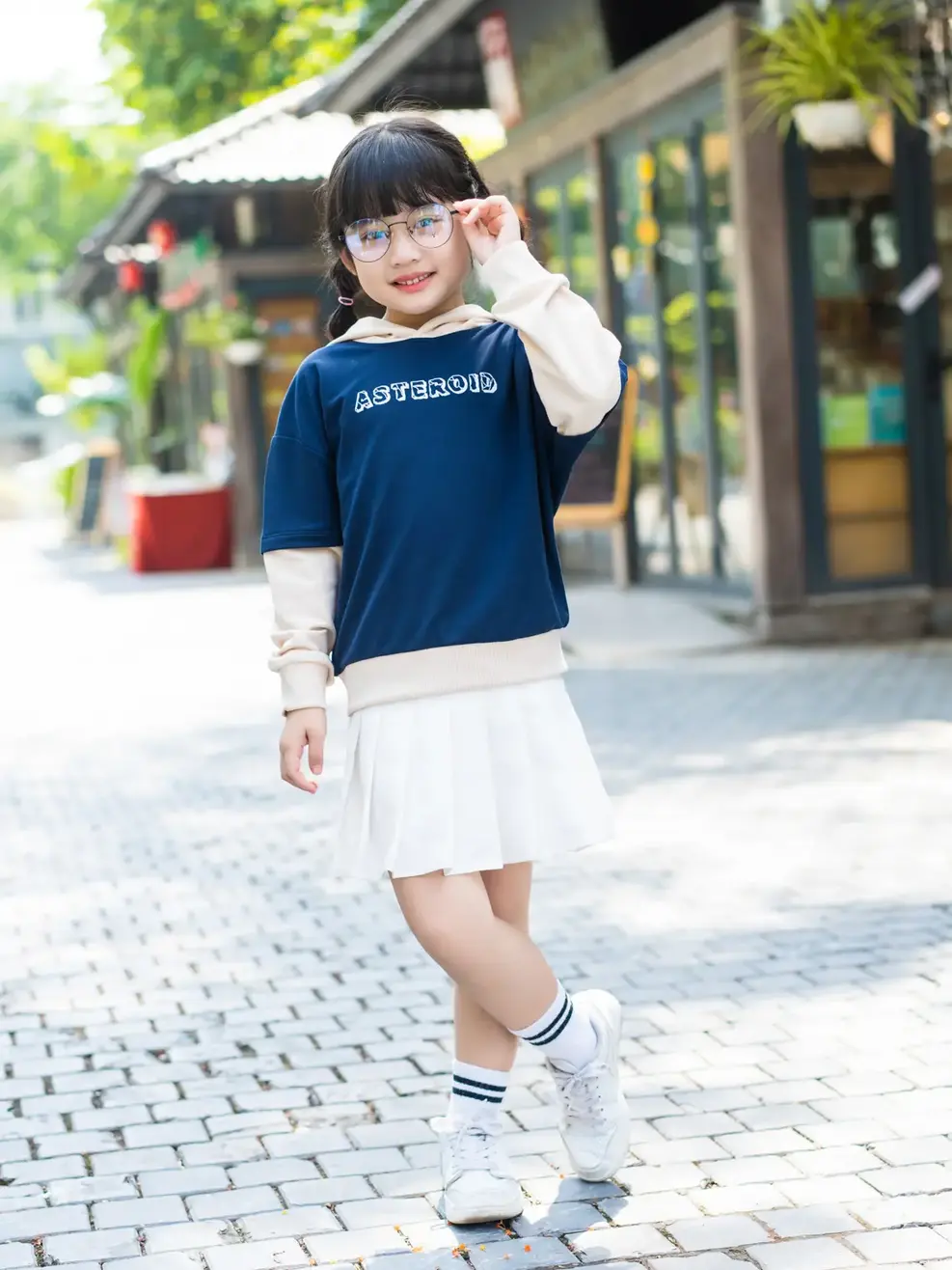 Áo nỉ kid phối tay Asteroid - Navy - 8