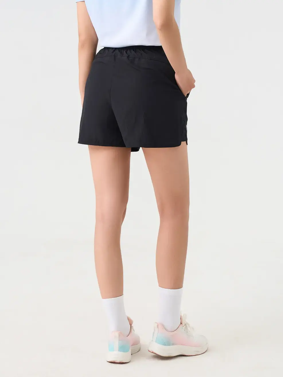 Quần Shorts Nữ thể thao lưng cao vải gió - ĐEN 002 - S
