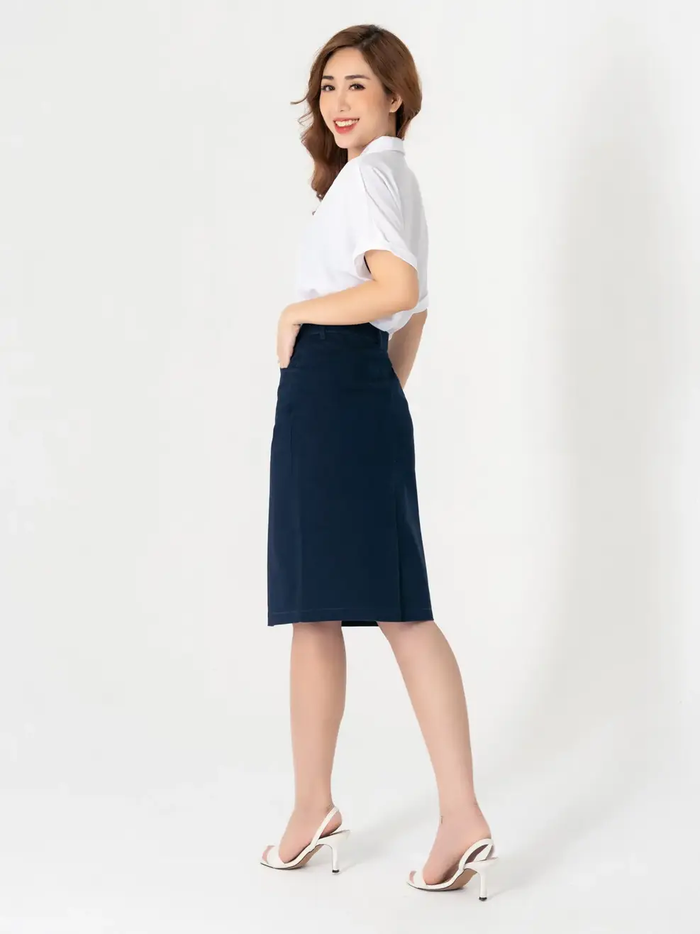 Chân ôm dài khaki xẻ - Tím than - 28