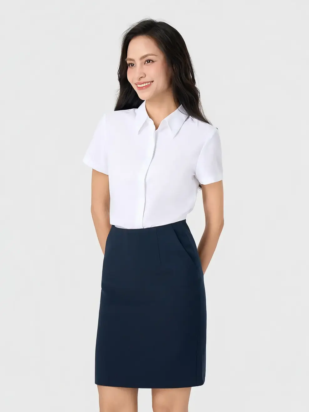 Áo Sơ-mi Ngắn Tay Nano Slim Fit Essential - Trắng 001 - S