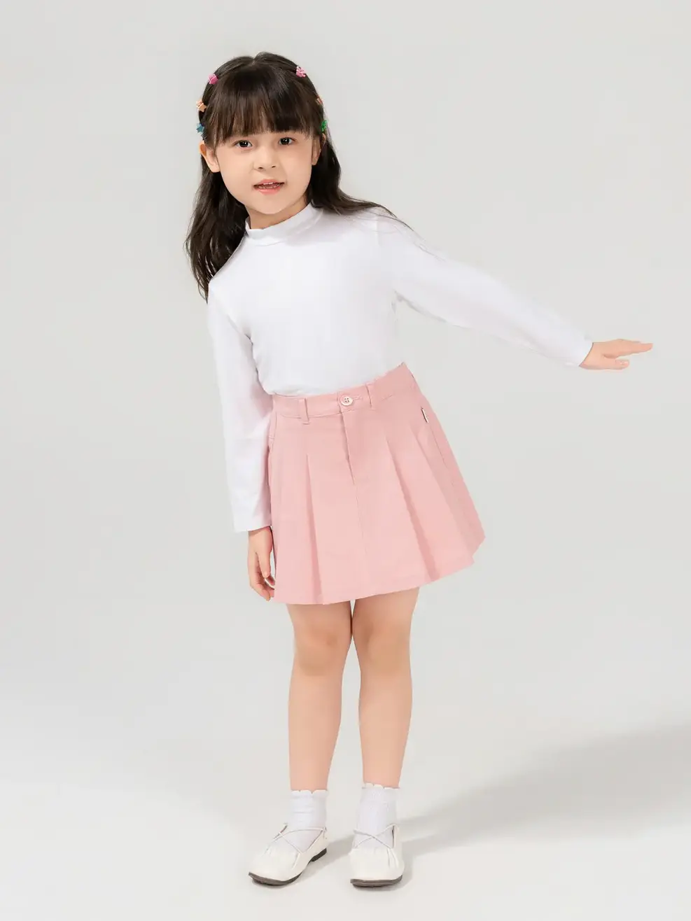 Chân Váy Kid Xếp Li - Hồng - 2-3