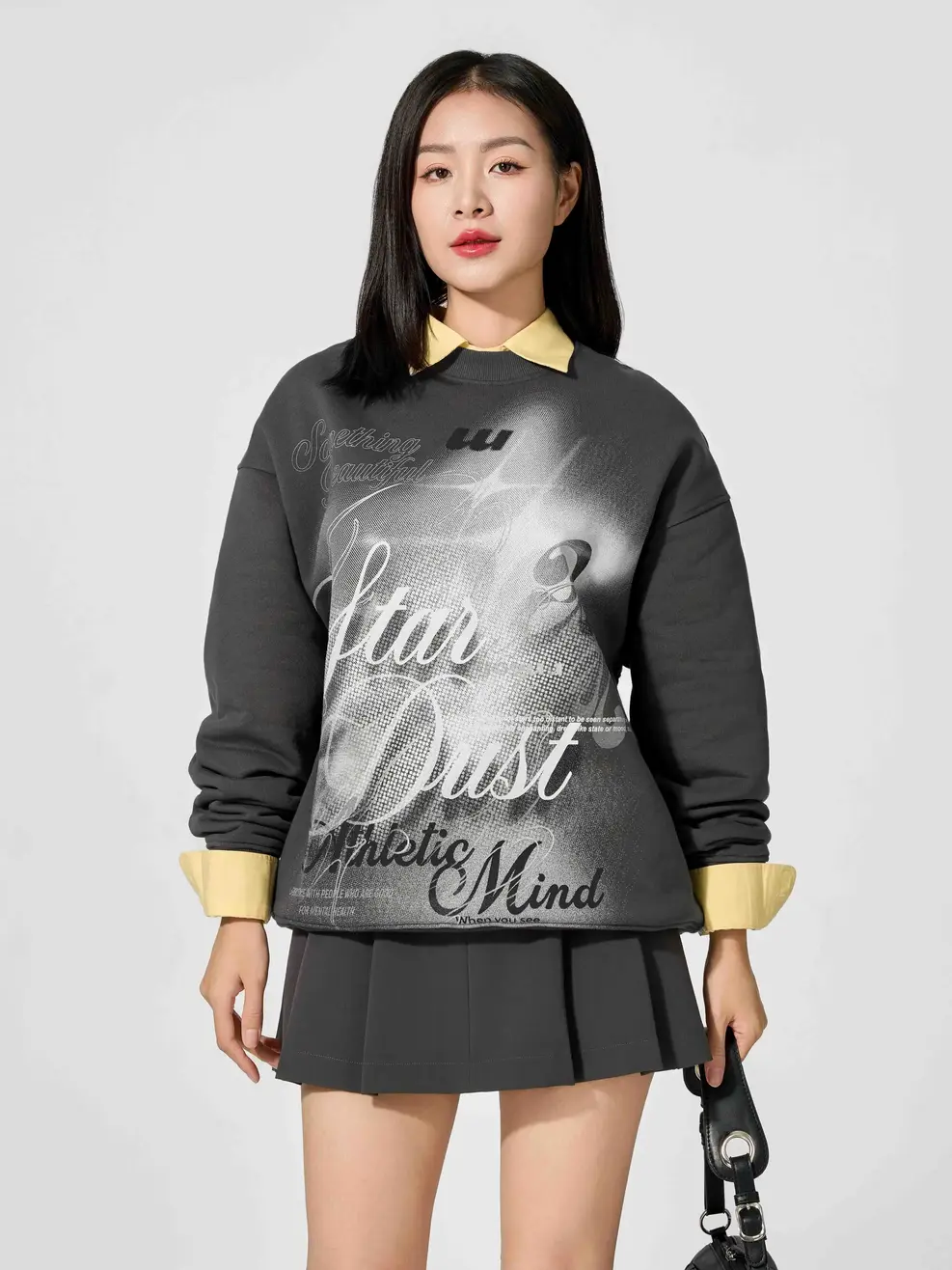 Sweater In Tràn - Ghi - 1