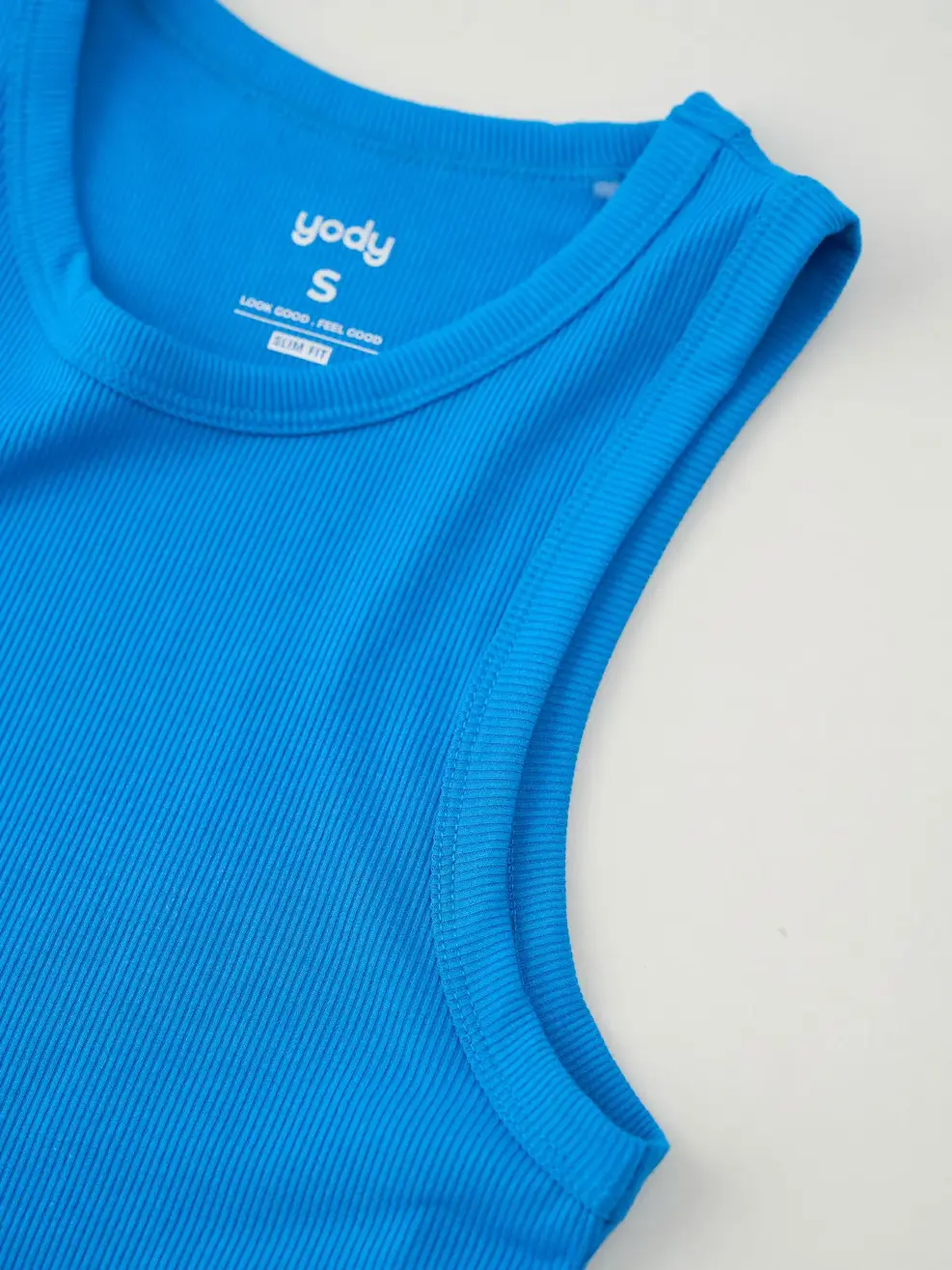 Áo 3 Lỗ Nữ Thun Rib Tăm Nhỏ Dáng Ngắn - Xanh dương - S