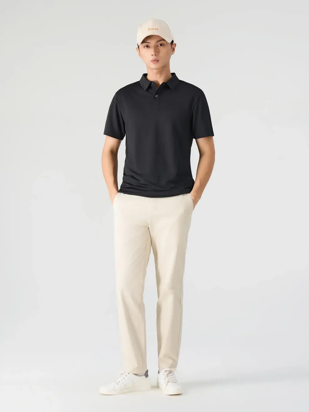 Polo Nam Yody Sport Cầu Vai Thân Sau - Đen - M