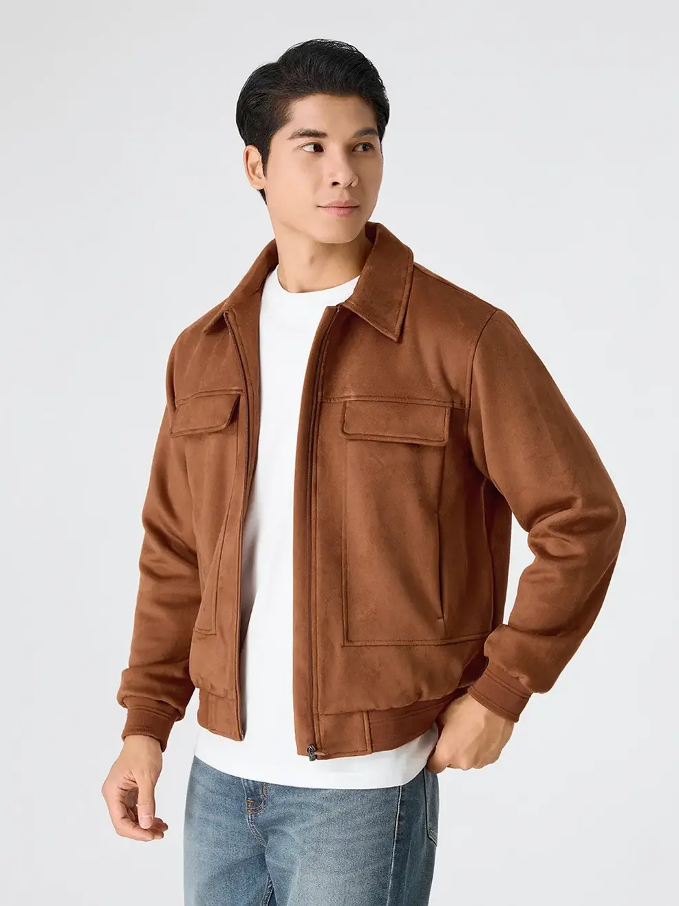 Áo Khoác Nam Da Lộn - Nâu 169 - M