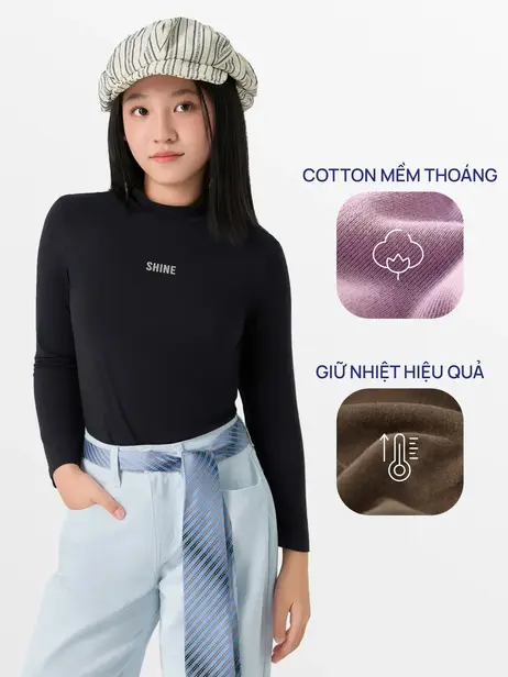 Áo Phông Trẻ Em Bamboo Dài Tay Cao Cổ