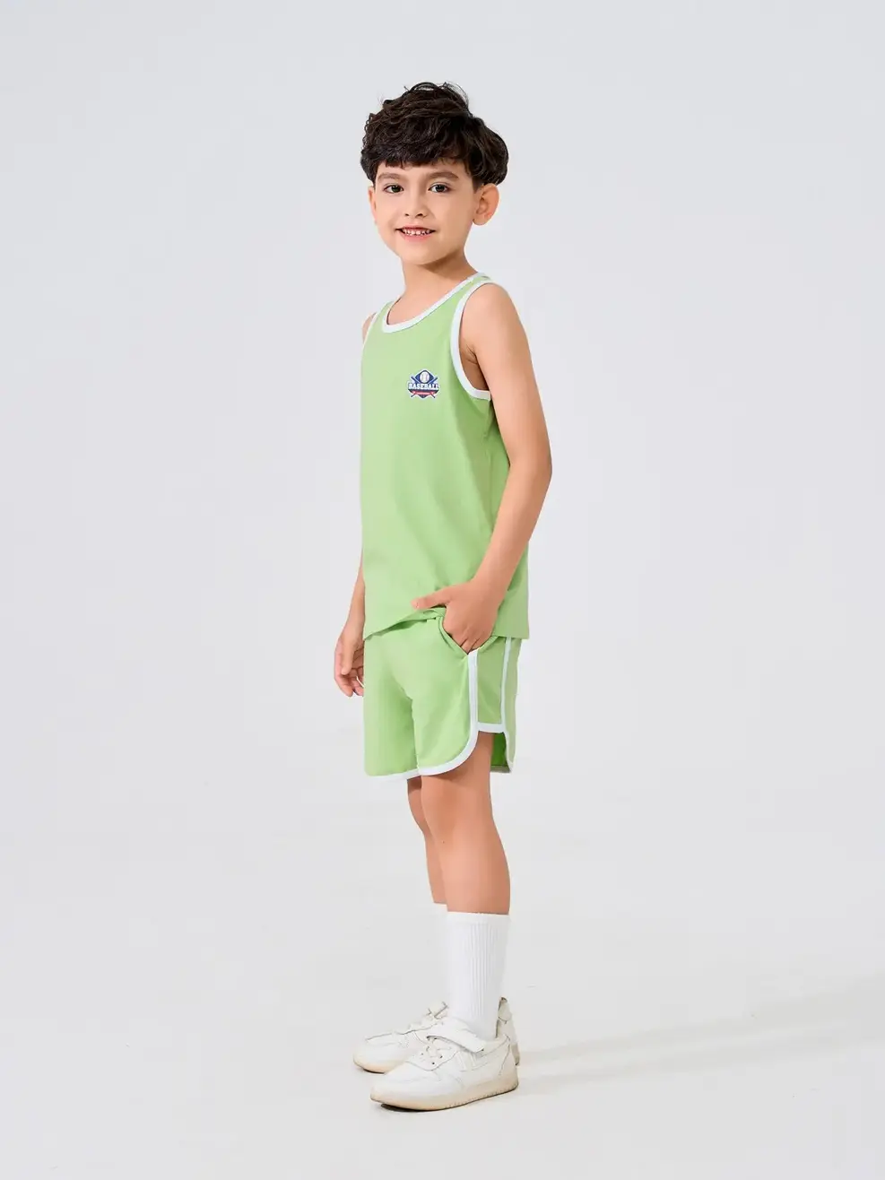 Đồ Bộ Kid Ba Lỗ Phối Viền - Xanh chuối - 2-3