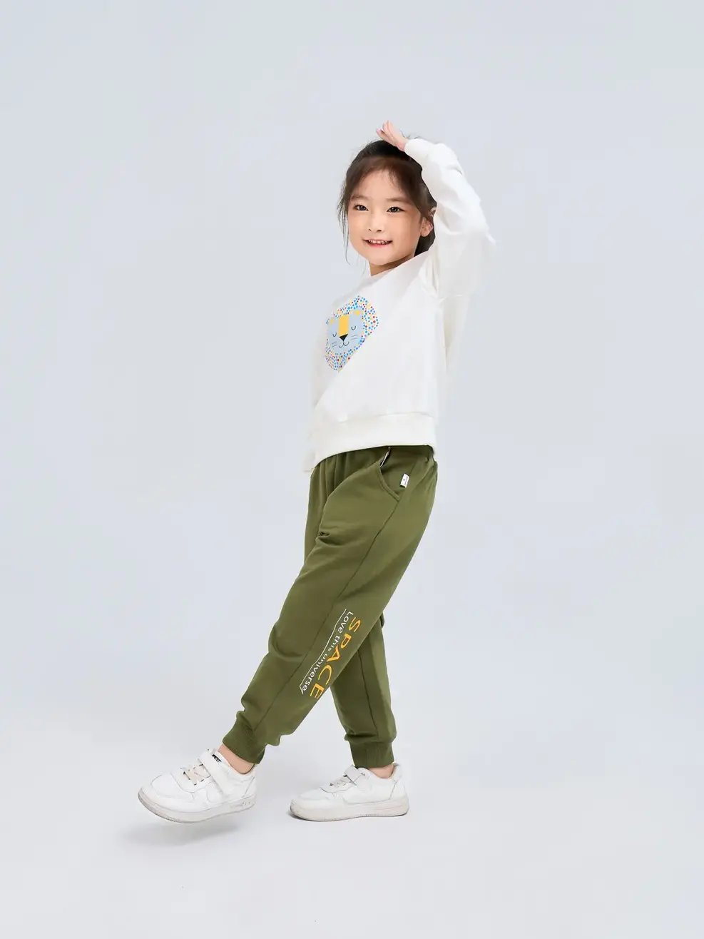 Quần nỉ kid in sườn - Rêu - 2