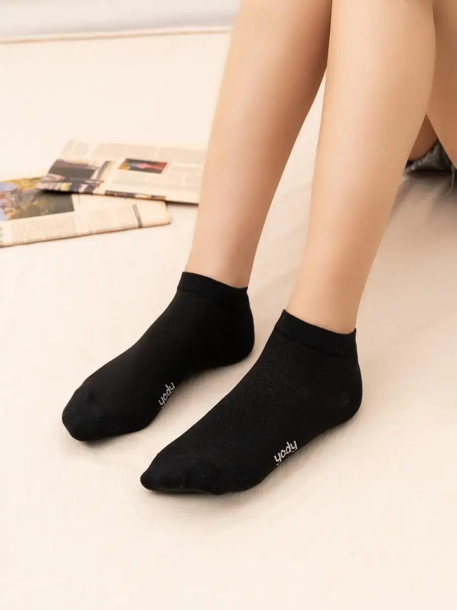 Combo 2 tất nữ cổ lửng lưới thân trên - Đen
